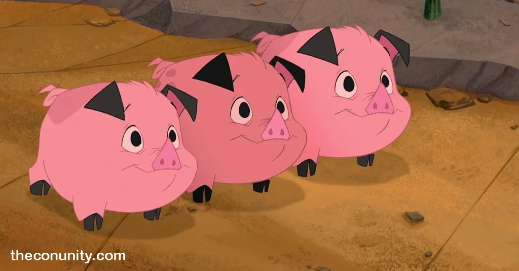 Piggies พวกพิกกี้ส์ ลูกหมูสามตัวจอมซน และเป็นตัวประกอบในภาพยนตร์แอนิเมชั่น ของดิสนีย์ปี 2004 เรื่อง Home on the Range 